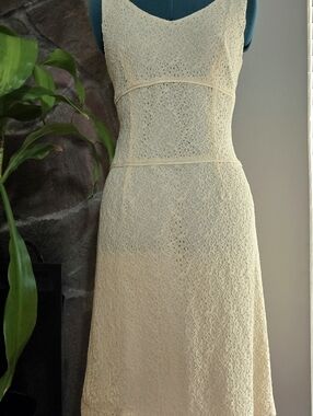 Vintage Lace Twee Cocktail Dress with Lace Up Back 80s 90s